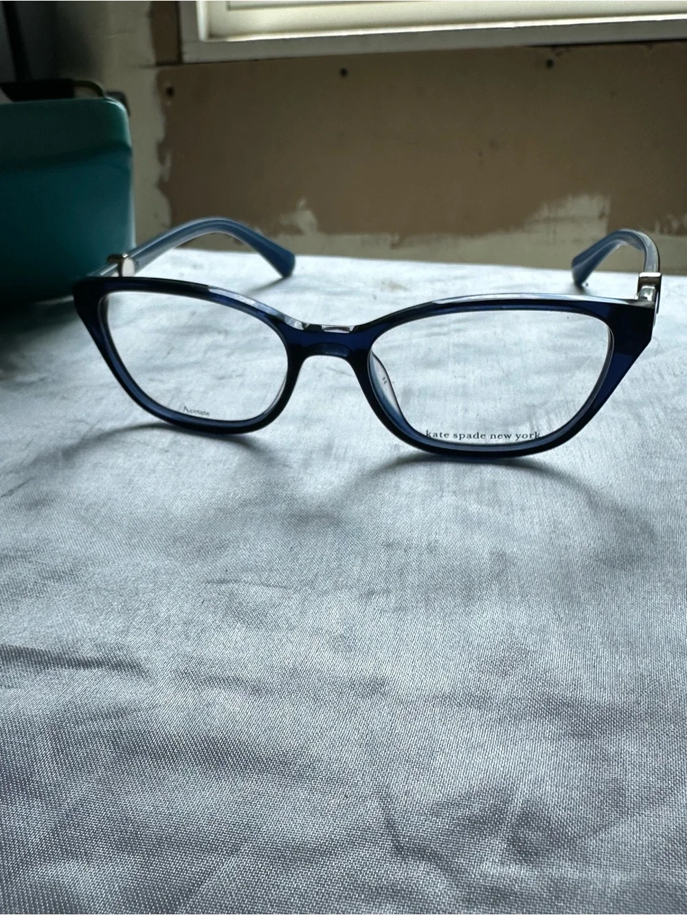 NWOT kate spade Blue Cat-Eye Glasses with Green Case